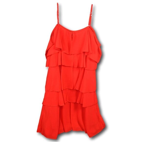 Nanette Nanette Lepore Cold Shoulder Tiered Shift Dress Red Riding Hood Size: 8 - Picture 3 of 4